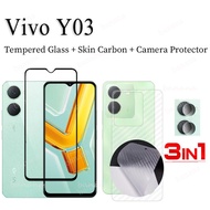 Vivo Y03 Tempered Glass Film for Vivo Y 03 Y0 3 Y27s Y27 Y17s Y02t Y02a Y02s Y02 Y01 Y16 3 in 1 Came