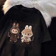 Labubu Letters And Cartoon Patterns T-Shirt 100% Cotton|Latest Women's Tops|Women's Korean Style T-S