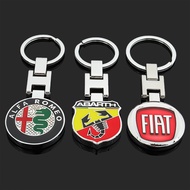 Car Logo Keychain Metal Keyring for Alfa Romeo Abarth Fiat Logo Auto Key Holder Pendant