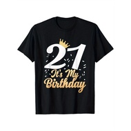 21st Birthday Crown 21 Years Old Bday T-Shirt, Cotton 21st Birthday Shirt for Men Dad Friends, Weigh