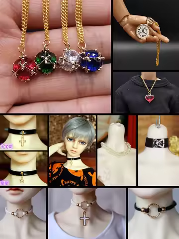 Blyth Dolls Necklace Pearl Necklace Rivet Collar Necklace Pendants Leather Colorful Collar 1/6 BJD J