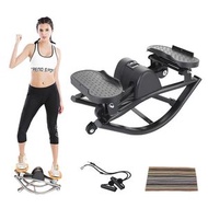 家用韓式搖擺踏步機，左右搖擺健身u型踏步機，室內運動踏步器瘦腿原地小腳瘦腿踏步機 帶有數位顯示器/阻力帶，適用於家庭鍛煉 , 黑色