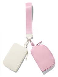 Viverte Mini Zip Around Keychain Wristlet Wallets Small Portable Dual Pounch Wristlet Detachable Coi
