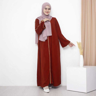 Gamis Abaya Hafsah Hitam Basic List Bisban Syari Bahan Crinkle Gamis Terbaru