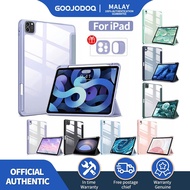 GOOJODOQ iPad Case Leather For Pro 11 12.9 10.2 2022 2024 Air 4/5 Air 6 Clear Acrylic Case Cover wit