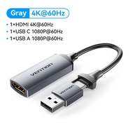 Vention HDMI-A ประเภท-C + การ์ดถ่ายวิดีโอ USB-A ที่เข้ากันได้กับระบบ WIN8.1/10/11 /Macos/linux/andro