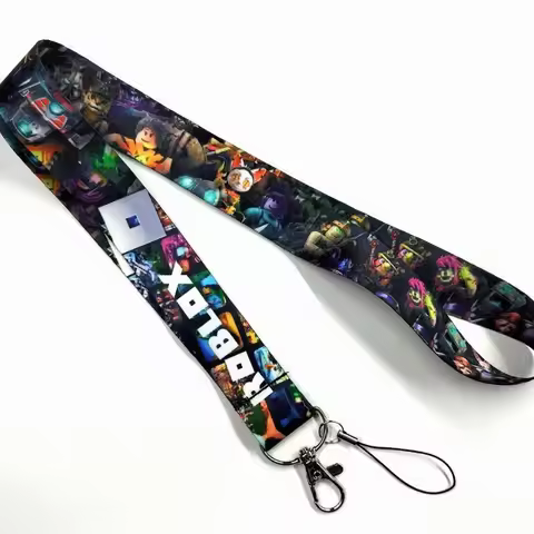 Roblox Cartoon Lanyard with Long Chest Card Holder Mobile Phone Strap Camera Rope Accessory for Game