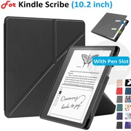 For Kindle Scribe 10.2" 2024 2022 PU Leather Shell C4A6T4 E-book Magnetic Flip Case Y-fold Stand Cov