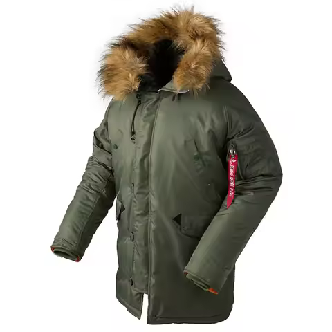 2024 Winter N3B usaf waterproof puffer long coat military fur hood warm tactical bomber army thick u