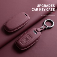 Suitable for Audi leather original color keybag Car Remote Key Case Cover Shell A3 A4 A5 A6 A7 Q3 Q5