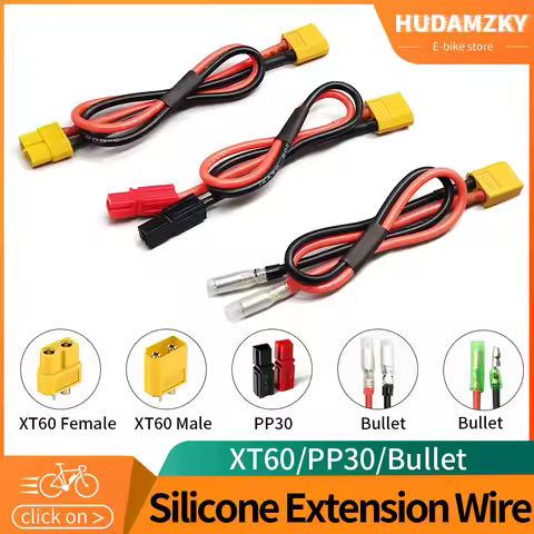 Electric Bike Battery Cable Adapter PP30/XT60/Bullet Battery Connector for Ebike Battery Cable Elect