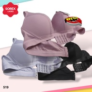 K519 (3Pcs) Sorex Bra Wanita Busa Tipis Tanpa Kawat Bh Sorex Cup B Size 36 - 42 Kait 3