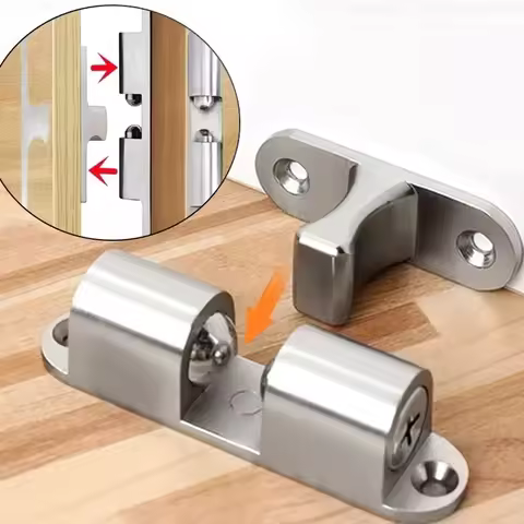 1pc Sliver Furniture Door Ball Latch Brass Double Roller Spring Ball Catch Latches Cabinet Closet Do