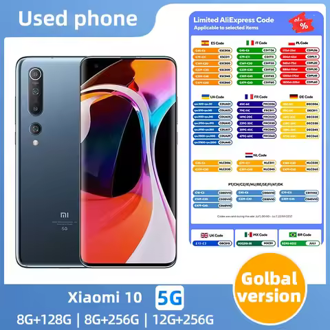 Xiaomi 10 5G Android 6.67 inch Qualcomm Snapdragon 865 RAM 12GB ROM 256GB used phone