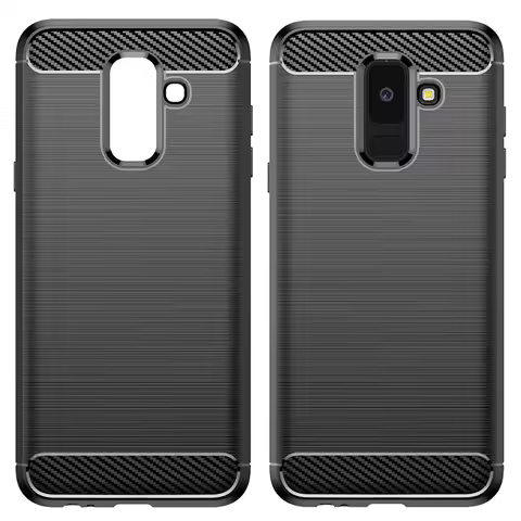 For Galaxy A6 Plus 2018 Carbon Fiber Brushed Case For Samsung Galaxy A7 2018 Flexiable Rubber Case F