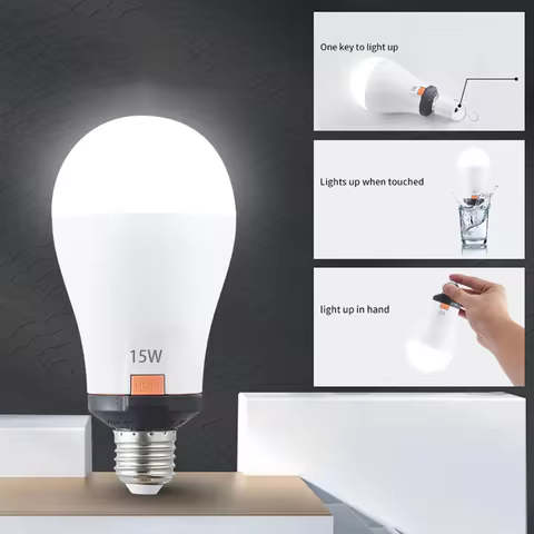 18650 Battery LED Emergency Bulb with Removable Indoor Outdoor Camping Rechargeable Bulb Power AC 85