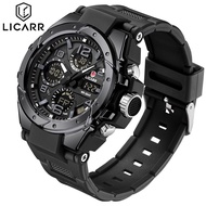 LICARR Dual Display Mens Watch Digital Outdoor Sport Luminous Shockproof Large Dial Men Quartz Milit