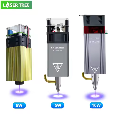LASER TREE Laser Module 4W 5W 10W Optical Power with Air Assist Laser Head 450nm TTL Blue Light Engr