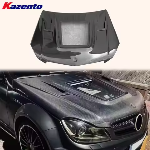 For Mercedes Benz C Class W204 Real C63 Only 08-15 Carbon DW Vented Clear Hood ( Ocean freight is fa