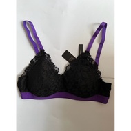 UNGU WIRELESS BRUCADE BRA ~ BLACK PURPLE ~ SIZE 34A