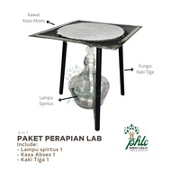 Paket Pemanas Laboratorium l Lampu Spirtus + Kawat Kasa Abses + Kaki