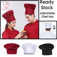 Chef Hat Kitchen Baker Adjustable Cook Chef Elastic Cap Western Food French Hat Topi Catering Tukang