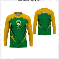 LONG-SLEEVED FOOTBALL JERSEY BRAZIL JERSEY/ BRAZIL T-SHIRT/ FULLPRINT BRAZIL SHIRT/