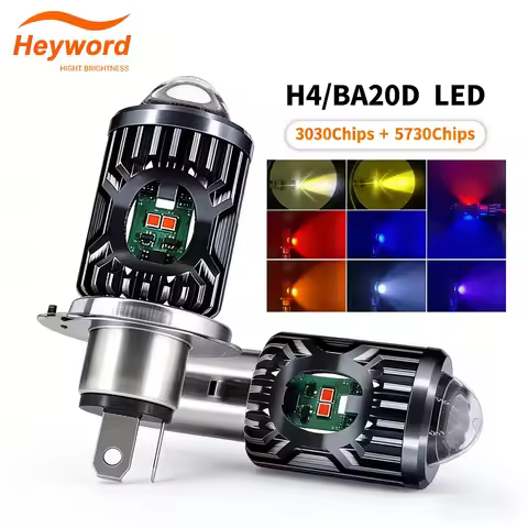 Heyword Motorcycle LED Headlight - 4 Lighting Modes,Mini Driving Spotlight with Hi/Low White & Yello