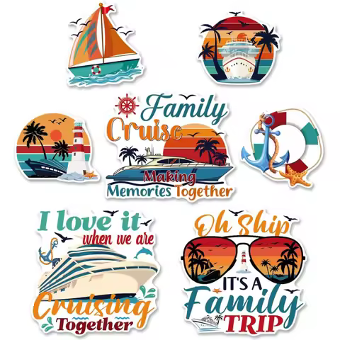 Magnetic Cruise Door Decorations: 7pcs Cosmisun Nautical Magnets with Palm Trees, Waves, Sea Life & 