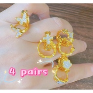 14k 4 pairs Bangkok gold earrings