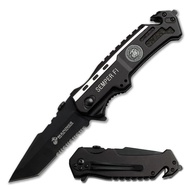 MTECH USA U.S. Marines by MTech USA USA M-1002TS Folding Knife, Black Handle with Medallion, 4.75-In