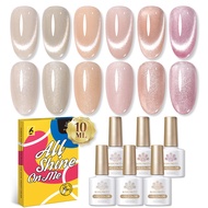 BORN PRETTY 6ขวด10Ml เจลลี่สีชมพูแมวเจลแม่เหล็กแช่ติดเล็บยาวนานเล็บ LED UV เจล UV เคลือบเงา