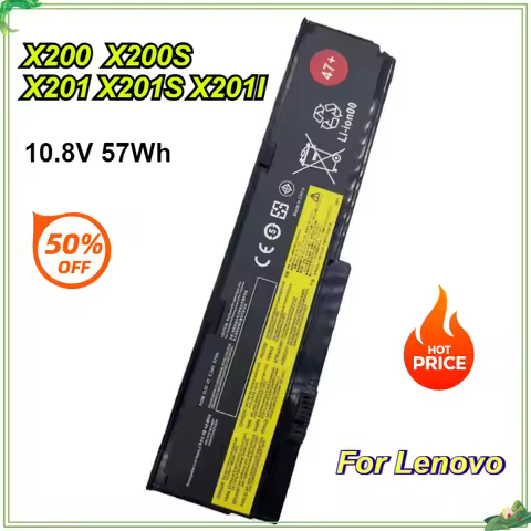 New Laptop Battery for Lenovo IBM ThinkPad X201 X201S X201I X200S X200 Bateria 10.8V 57Wh Replacemen