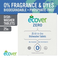 Ecover Zero Dishwashing Tablets, 25s – Plant-Based, Fragrance-Free, Biodegradable