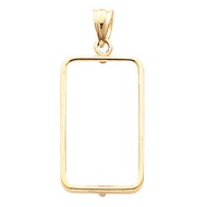 Tab Back Coin Frame Pendant For 2.5 Gram Credit Suisse in 14K Yellow Gold (22x13x.75 mm)