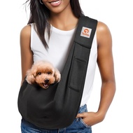 Tomkas Small Dog Sling Carrier - Classic Pocket & Classic Strap - for 3-10 lbs Pets(Black) DV62 ROFN