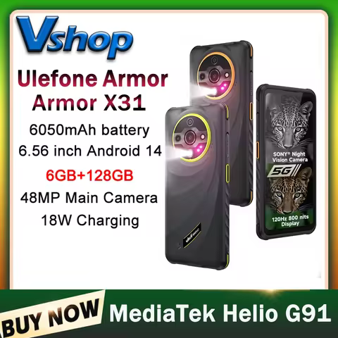 Ulefone Armor X31 4G Rugged Phone 6.56” 6GB+128GB ROM 48MP NFC Night Camera IR Blaster Global versio