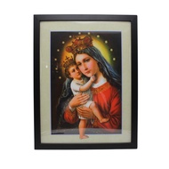G to G Catholic Christian 3D Holy Image Framed Wall Picture - Queen & Child