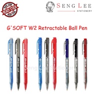 G'SOFT W2 Retractable Ball Pen 0.5mm / 0.7mm / 1.0mm GSOFT (Black / Blue / Red)