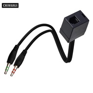 [CHiWANJi] Professional Female RJ9 to Male 3.5mm Adapter Cable Converter 35cm Black