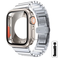 สายเหล็กสแตนเลสสตีล + เคสสำหรับ Apple Watch 44มม. 45มม. อัปเกรดสร้อยข้อมือ49มม. สำหรับ I Watch Series 8 7 6 SE 5 4