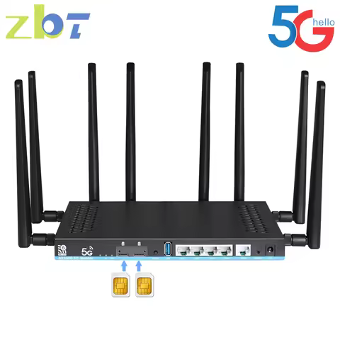 ZBT Dual SIM Card 5G Router 2*SIM Wifi6 3000Mbps Openwrt DDR4 1GB 4*LAN USB3.0 5G Modem MU-MIMO 4T4R