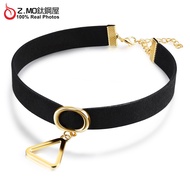 Alloy+Flannel Circle Triangle Alloy Neck Necklace Retro Time Versatile Elegant Temperament Korean Ve