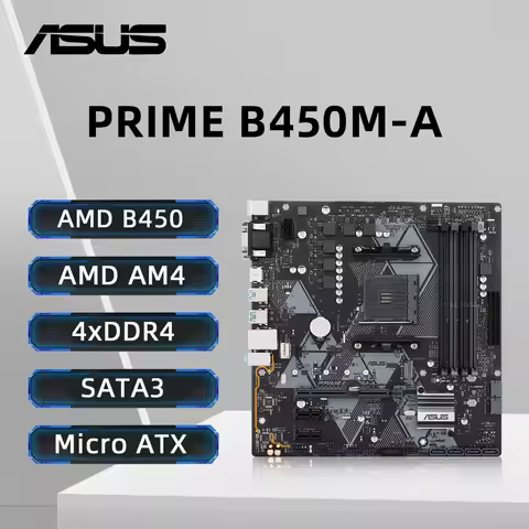 ASUS PRIME B450M-A Motherboard Support Ryzen 5 5600 5600G R7 5700X3D CPU 4xDDR4 128GB HDMI Dual M.2 