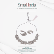 {**ส่งฟรี**} SMALL INDIA ✨💠 Women Oxidized Silver-Toned Necklace Set เซ็ทสร้อยคอพร้อมต่างหู ✨💠 Women