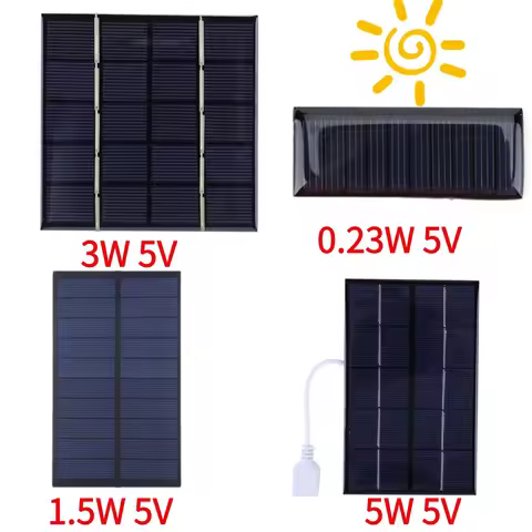 3W 5V Portable Solar Panel Charger Photovoltaic Cells for Solar Light for 3.7V Battery 3-5V Battery/