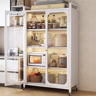 IKEA Kitchen Cabinet Rack Microwave Oven Cabinet / Kitchen Storage Racks Shelf with Doors &amp; Wheels Rak Kabinet Dapur 置物架