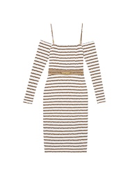 Kloset Design Knit Off-Shoulder Dress (RS24-D005) ชุดเดรสถักปาดไหล่