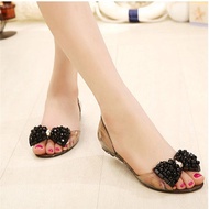 SJ7 Women Sandals Bowtie Jelly Shoes Transparent PVC Flat Shoes