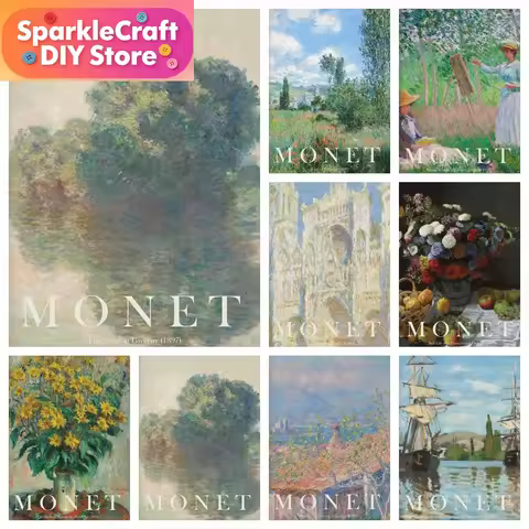 DIY Diamond Art Painting Kit Claude Monet Famous Artist Classic Masterpiece Collection Embroidery Mo